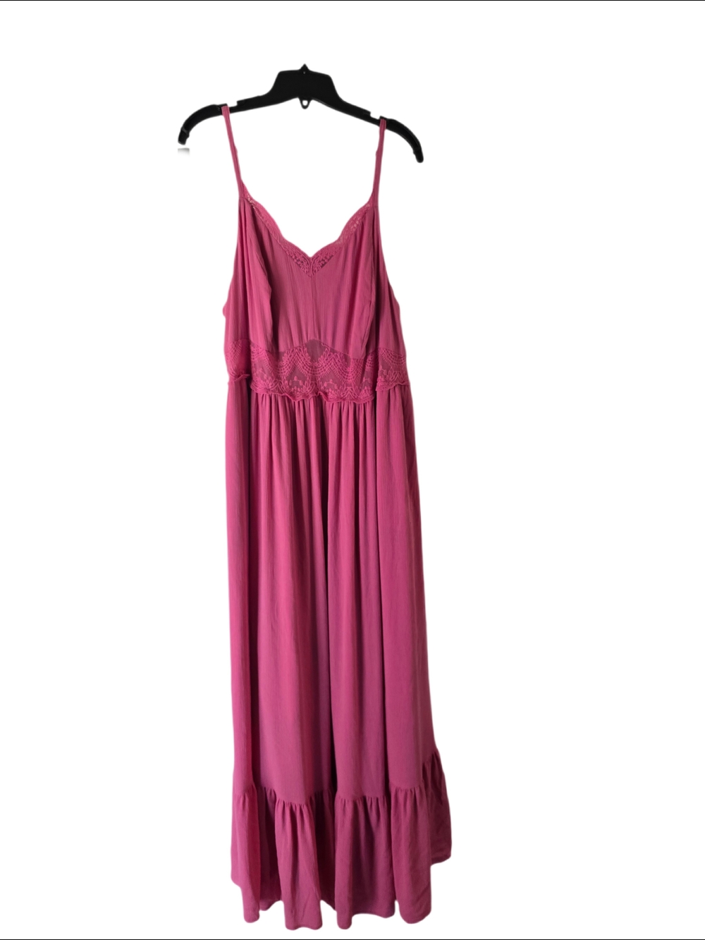 torrid Solid Pink Gauze Maxi Dress with Lace Waist Detail - Picture 5 of 11